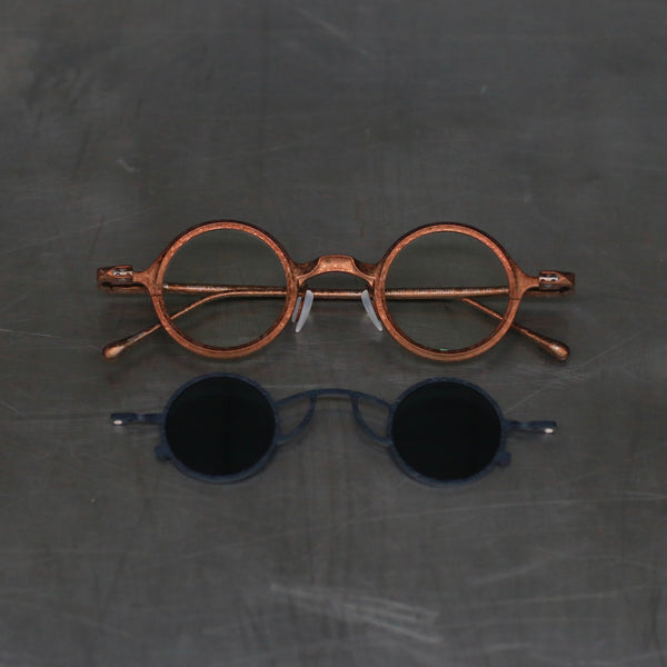 Rigards x ZIGGY CHEN Copper Titanium Aluminum Detachable Double-Layer Sunglasses RG1911 Collection RG-RG1911TI-ZQTHKTML Dirty Bronze Frame + Midnight Black Frame Transparent Lens + Blue Lens
